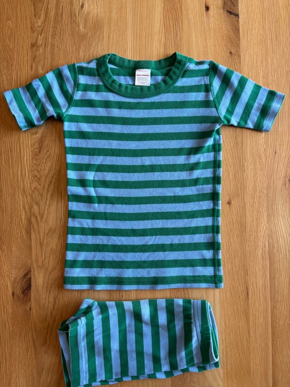 Hanna Andersson Green and Light Blue Striped Tee